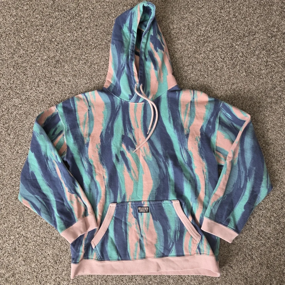 adidas originals R.Y.V. Marbled Paint Pastel AOP Hoodie Sweatshirt Men's‎ Small